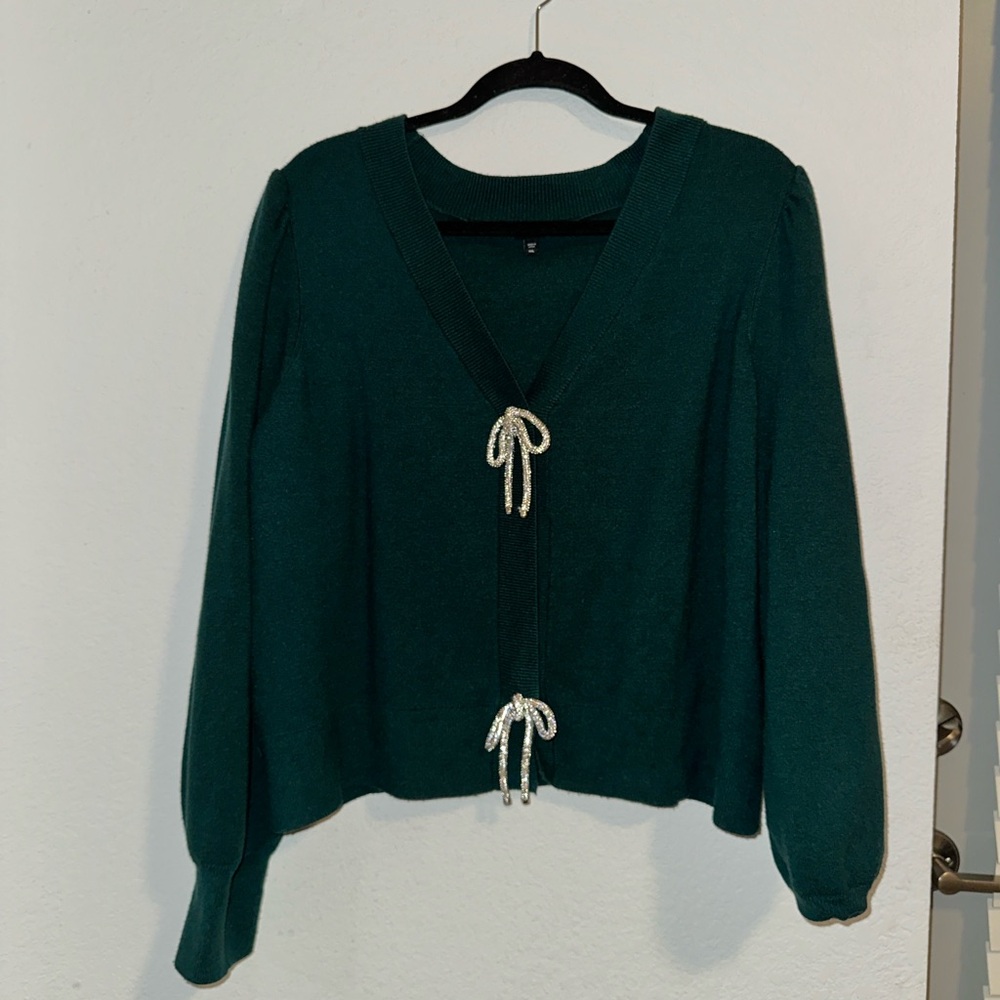 Cozy Green Cardigan with Tassel Ties